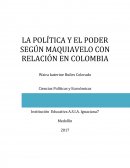 LA POLÍTICA Y EL PODER SEGÚN MAQUIAVELO CON RELACIÓN EN COLOMBIA