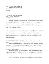 Formato de demanda de amparo contra orden de aprehension - Reseñas -  maurosolis1983