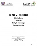 Tema 2. Historia Biotipología Lombroso Gall y la frenología Escuela positiva