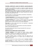 Variables, clasificación, escala de medición, operacionalización