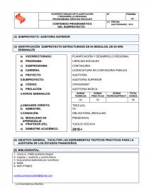 CONTENIDO PROGRAMATICO DE AUDITORIA. Página 1