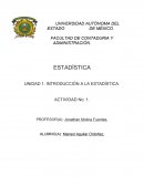 UNIDAD 1. INTRODUCCIÓN A LA ESTADÍSTICA. ACTIVIDAD No. 1.