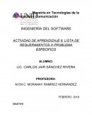 Actividad de aprendizaje 6: Lista de requerimientos a problema especifico