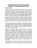 PROCEDIMIENTO DE DECLARACIÓN DE AUSENCIA Y PRESUNCIÓN DE MUERTE