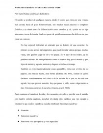 Análisis critico entre escuchar y oir. Página 1
