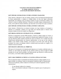 Relación del Mercader de Venecia con el Negocio Jurídico. Página 1