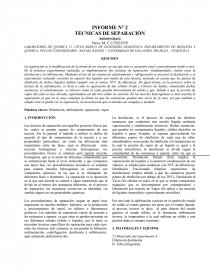INFORME N° 2 TÉCNICAS DE SEPARACIÓN. Página 1