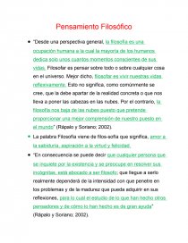 Pensamiento Filosofico. Filósofos más Representativos. Página 1