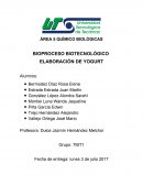 BIOPROCESO BIOTECNOLÓGICO ELABORACIÓN DE YOGURT