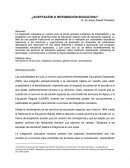 ¿Integración Educativa o aceptación?