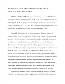 MEMORIAL DE AMPARO CONSTITUCIONAL. Página 1