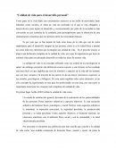 Calidad de vida para el desarrollo personal