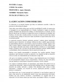 Ensayo sobre la educación como derecho