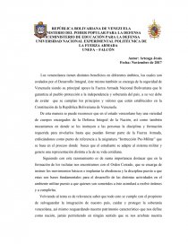 Defensa Integral de la Nación (Filosofía. ética y valores) CINU. Página 1