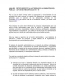 ANALISIS CRITICO RESPECTO A LAS TEORIAS DE LA ADMINISTRACION PUBLICA. - LEY 489 DE 1998 ARTICULOS 15 – 19