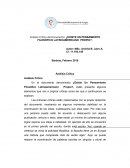 Análisis Crítico del Documento: ¿EXISTE UN PENSAMIENTO FILOSÓFICO LATINOAMERICANO PROPIO?.