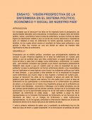 Visión prospectiva de la enfermera en el sistema político, económico y social de nuestro país