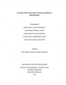 LECTURA CRÍTICA APLICADA A TEXTOS CONTINUOS Y DISCONTINUOS