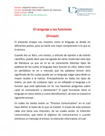 El lenguaje y sus funciones. El lenguaje se divide en diferentes partes. Página 1