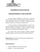 PROGRAMA DE CAPACITACION EN “ATENCION INTEGRAL AL ADULTO MAYOR”