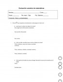 Matematica Evaluación sumativa de matemáticas