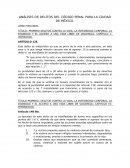 ANÁLISIS DE DELITOS DEL CÓDIGO PENAL PARA LA CIUDAD DE MÉXICO