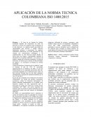 APLICACIÓN DE LA NORMA TECNICA COLOMBIANA ISO 1400:2015