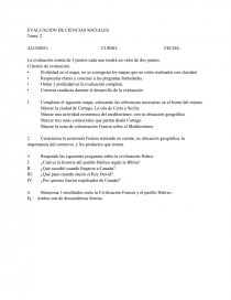EVALUACION DE CIENCIAS SOCIALES. Página 1