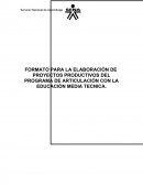 PROYECTOS PRODUCTIVOS DEL PROGRAMA DE ARTICULACIÓN CON LA EDUCACIÓN MEDIA TECNICA