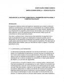 ANÁLISIS DE LA LECTURA “DEMOCRACIA, DESEMPEÑO INSTITUCIONAL Y CUERPOS POLICIALES”