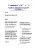 Hola ¿HEMOS APRENDIDO ALGO?