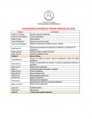 Taller administracion CALENDARIO ACADÉMICO PRIMER PERIODO DE 2018