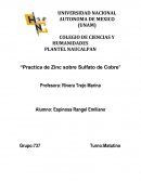 PLANTEL NAUCALPAN “Practica de Zinc sobre Sulfato de Cobre”