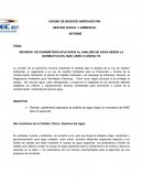 PARÁMETROS APLICADOS AL ANALISIS DE AGUA SEGÚN LA NORMATIVA DEL MAE LIBRO VI ANEXO 1B