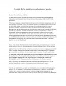 Perdida de las tradiciones culturales en México