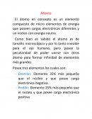 El átomo en concepto es un elemento compuesto de micro elementos de energía que poseen cargas electrónicas diferentes y un núcleo con energía neutra.