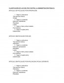 Economia subterranea CLASIFICACIÓN DE LOS DELITOS CONTRA LA ADMINISTRACIÓN PÚBLICA