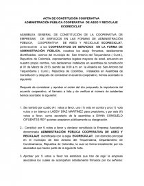 ACTA DE CONSTITUCIÓN COOPERATIVA - Documentos de Investigación -  andres100445403