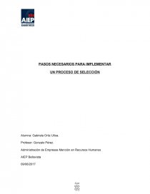 PASOS NECESARIOS PARA IMPLEMENTAR UN PROCESO DE SELECCIÓN. Página 1
