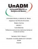 Autorreflexiones Reflexionar acerca de las mediciones hechas en el área de Química