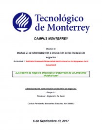 Modelo de Negocio orientado al Desarrollo de un Ambiente Multicultural. Página 1