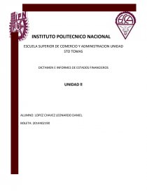 DICTAMEN E INFORMES DE ESTADOS FINANCIEROS UNIDAD ll. Página 1