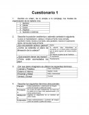 Escribe en orden, de lo simple a lo complejo, los niveles de organización de la materia viva.