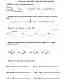 NUMEROS ENTEROS PRUEBA DE EDUCACIÓN MATEMÁTICAS 8º NASICOS