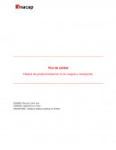 Plan de calidad Mejora de productividad en ciclo carguío y transporte