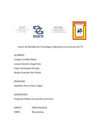 Programa Robots de acuerdo al proceso. Página 1