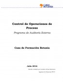 Control de operaciones de Procesos, Casa Betania.