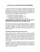 LA ÉTICA EN LA INVESTIGACION EN ENFERMERÍA.