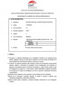 METODOLOGÍA DE LA INVESTIGACIÓN CIENTÍFICA RESULTADOS O LOGROS DE APRENDIZAJE