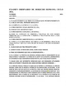 EXAMEN ORDINARIO DE DERECHO ROMANO, CICLO 2016.